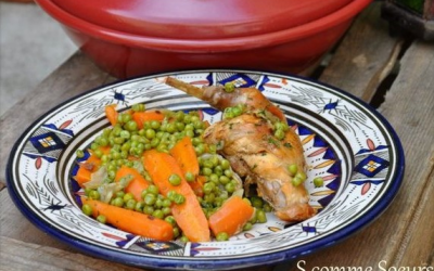 Tajine de lapin aux petits pois et aux carottes